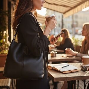 Coach Penelope Black Leather Hobo Shoulder Bag – 1990s Vintage Style F16535